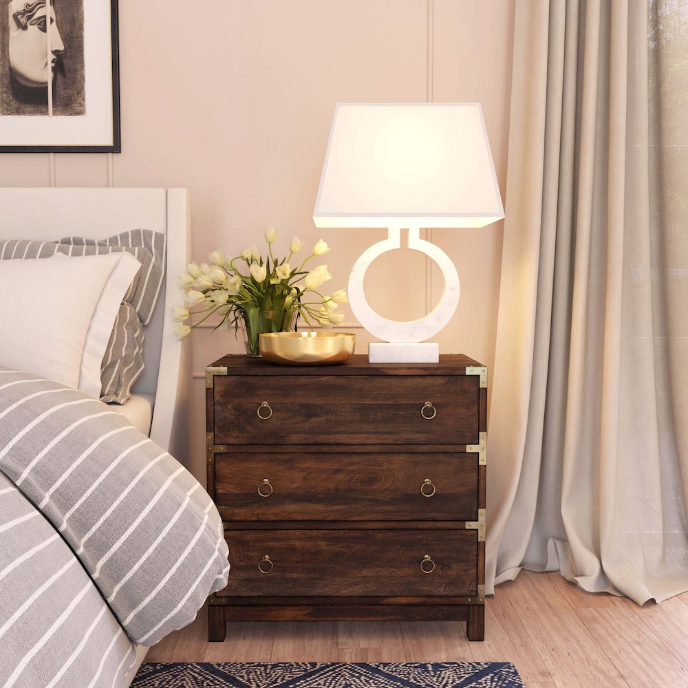Forster Campaign 3 Drawer Dresser, Dark Brown