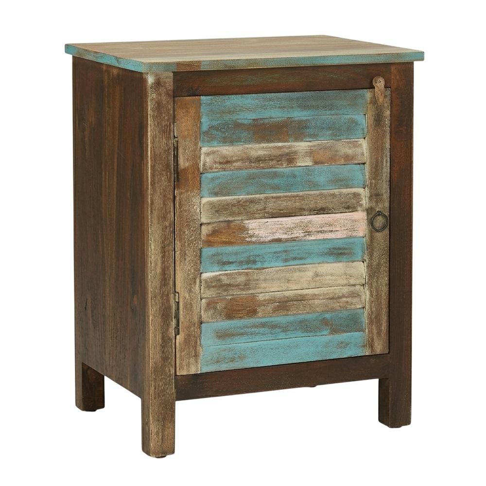 Coastal Distressed Wood Storage Cabinet, Accent Cabinet for Living Room