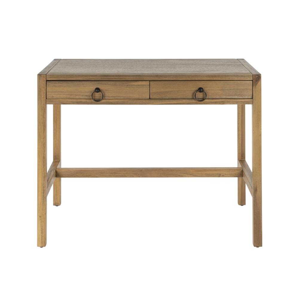 Light Brown Wooden Office Desk With 2 Drawers And Transitional Style