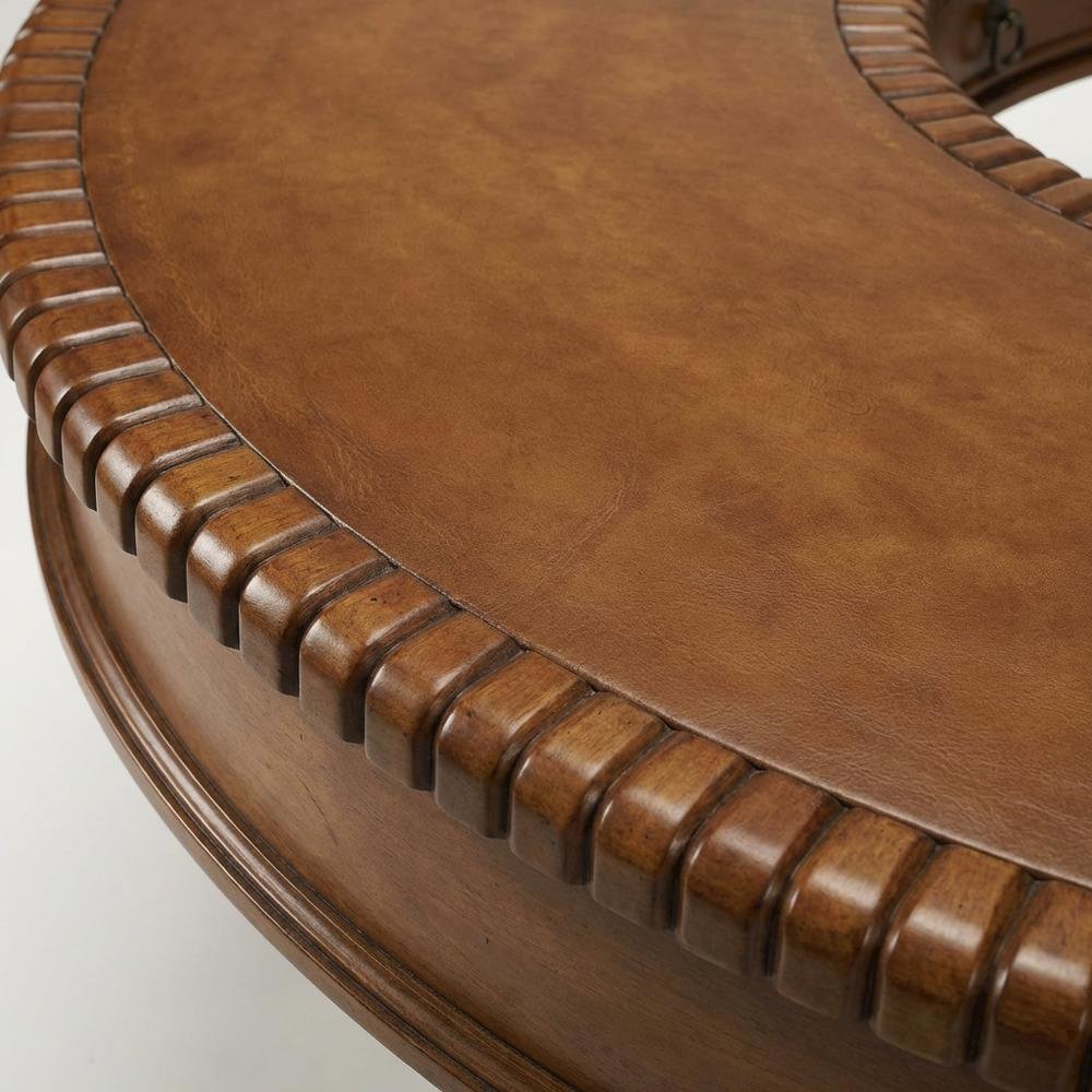 Dark Brown Office Desk With Multiple Drawers And Distressed Finish