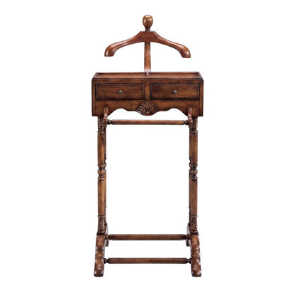 Traditional Valet Stand, 2 Drawers, Wooden Bedroom Clothing Organizer, Cherry