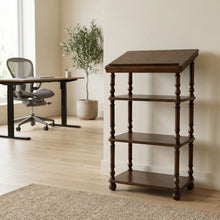 Traditional Library Stand with Storage, Wood Writing Desk, Vintage Oak