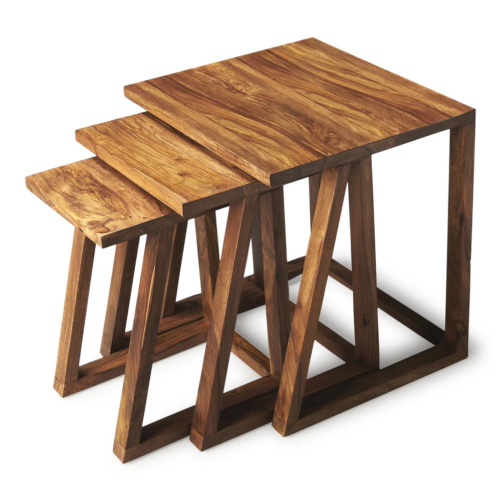 Mira Modern Nesting Tables, Light Brown