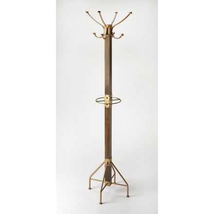 Logan Square Wood & Antique Coat Rack/Tree, Medium Brown