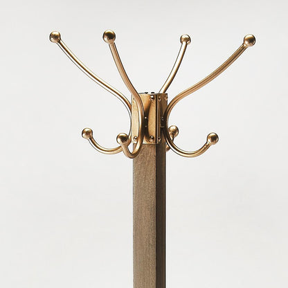 Logan Square Wood & Antique Coat Rack/Tree, Medium Brown