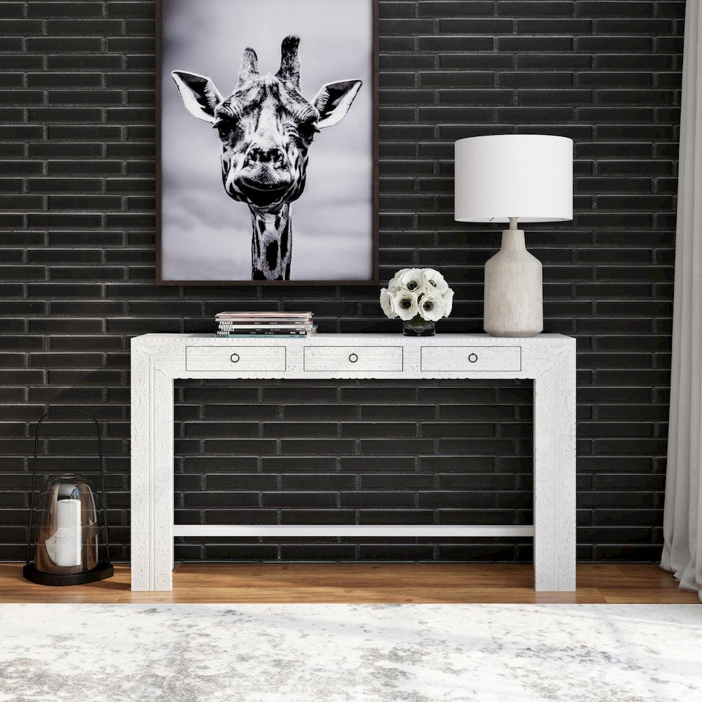Janta Rectangular Console Table, White