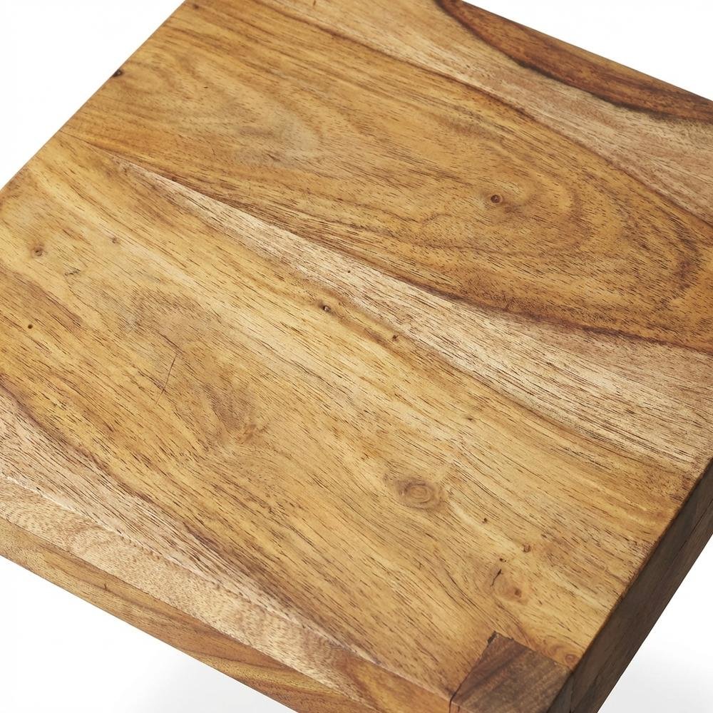 Distressed Wood Scatter Table, Mid-Century Modern Side Table, Brown