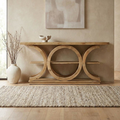 Three-Tiered Rustic Console Table, Modern Wood Accent Entryway Sofa Table