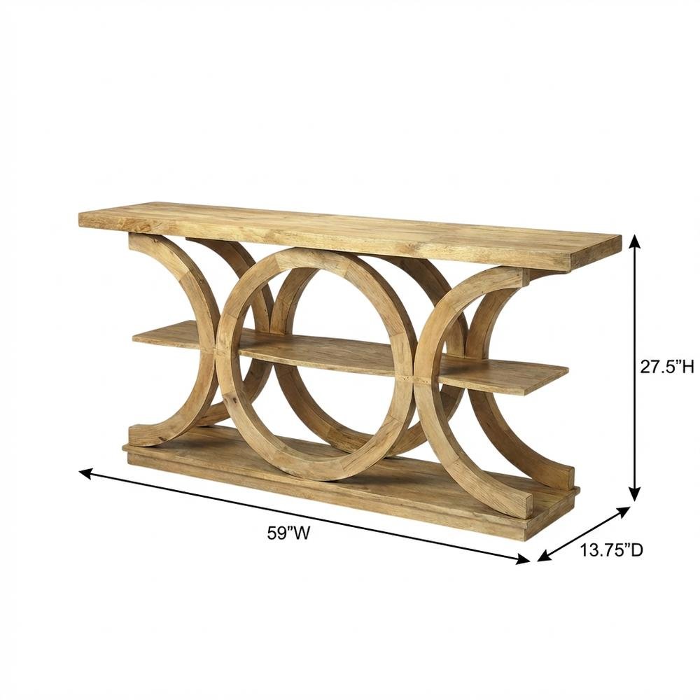 Three-Tiered Rustic Console Table, Modern Wood Accent Entryway Sofa Table
