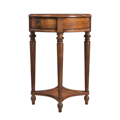 Jules 1-Drawer Round End Table, Medium Brown
