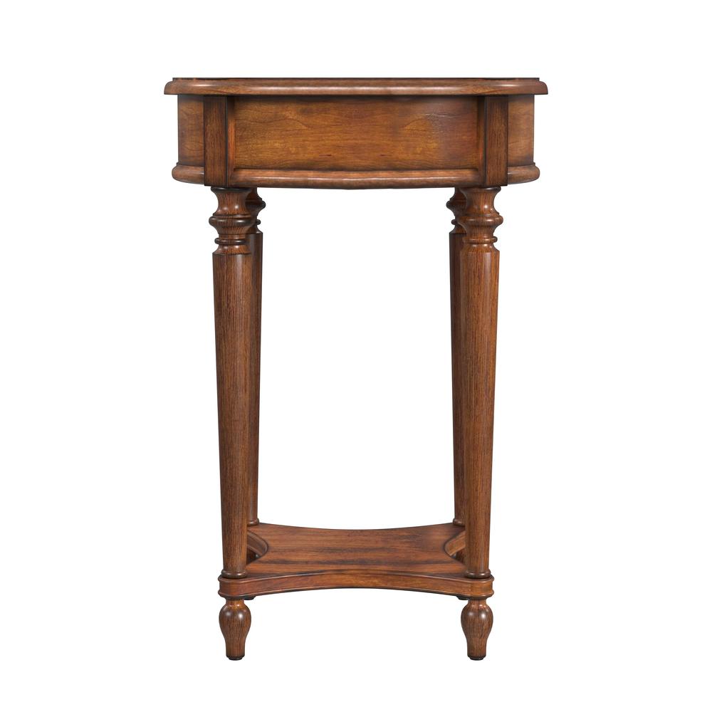 Jules 1-Drawer Round End Table, Medium Brown