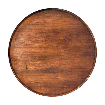 Jules 1-Drawer Round End Table, Medium Brown