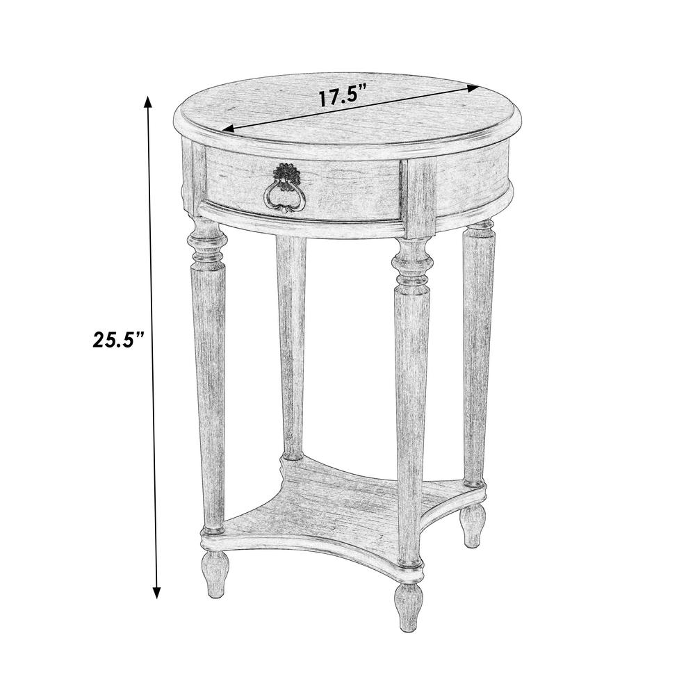 Jules 1-Drawer Round End Table, Medium Brown