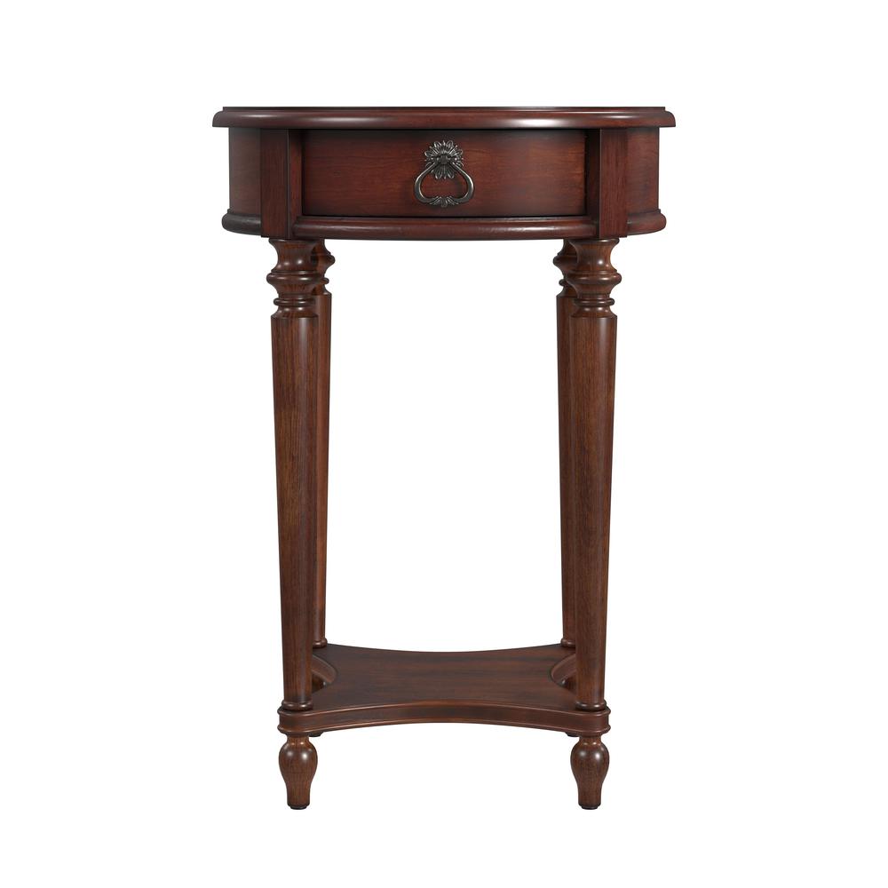 Jules 1-Drawer Round End Table, Dark Brown