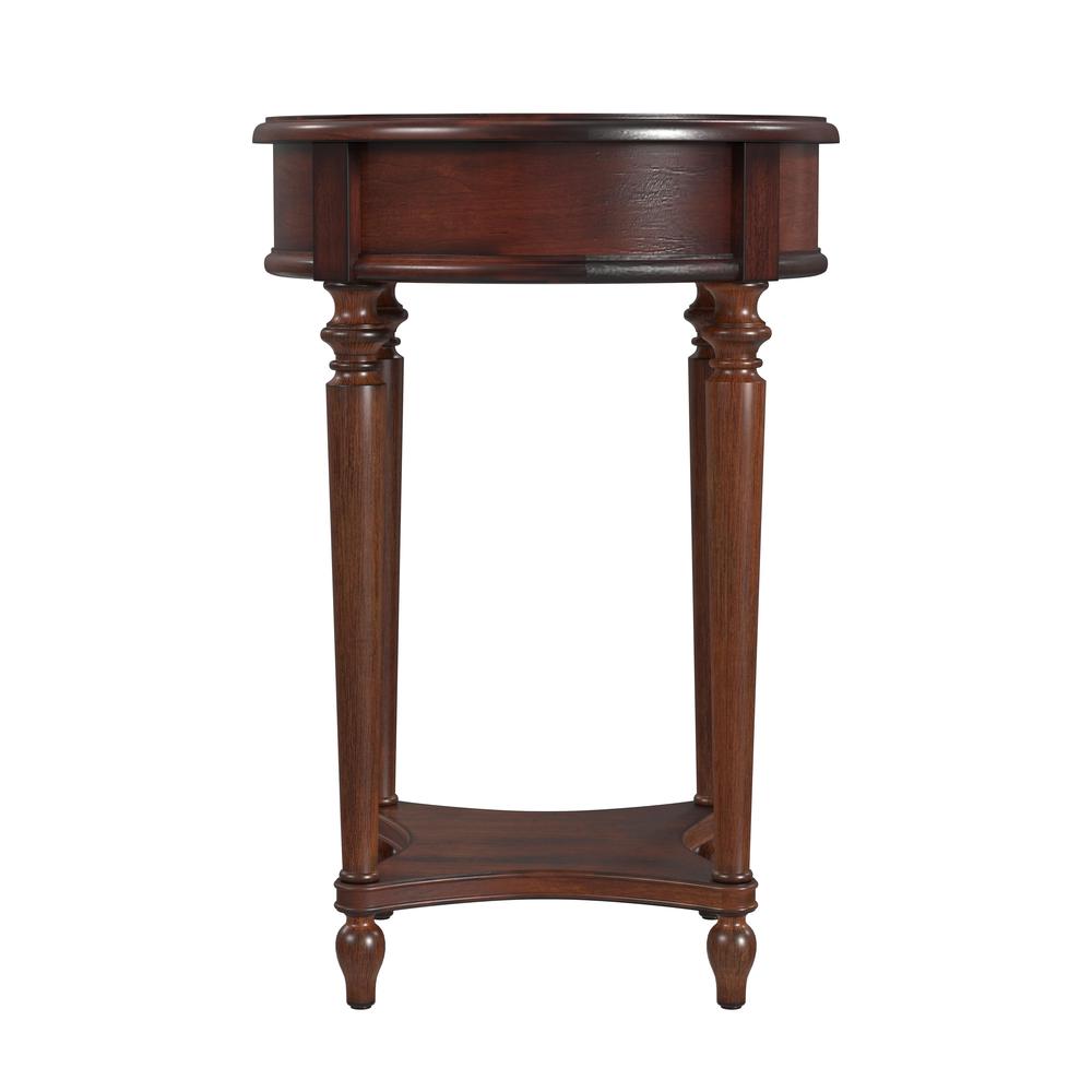 Jules 1-Drawer Round End Table, Dark Brown