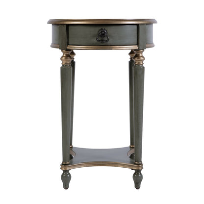 Jules 17.5 in. W Round Wood 1 Drawer End Table,Lower Open Shelf, Pastel Green