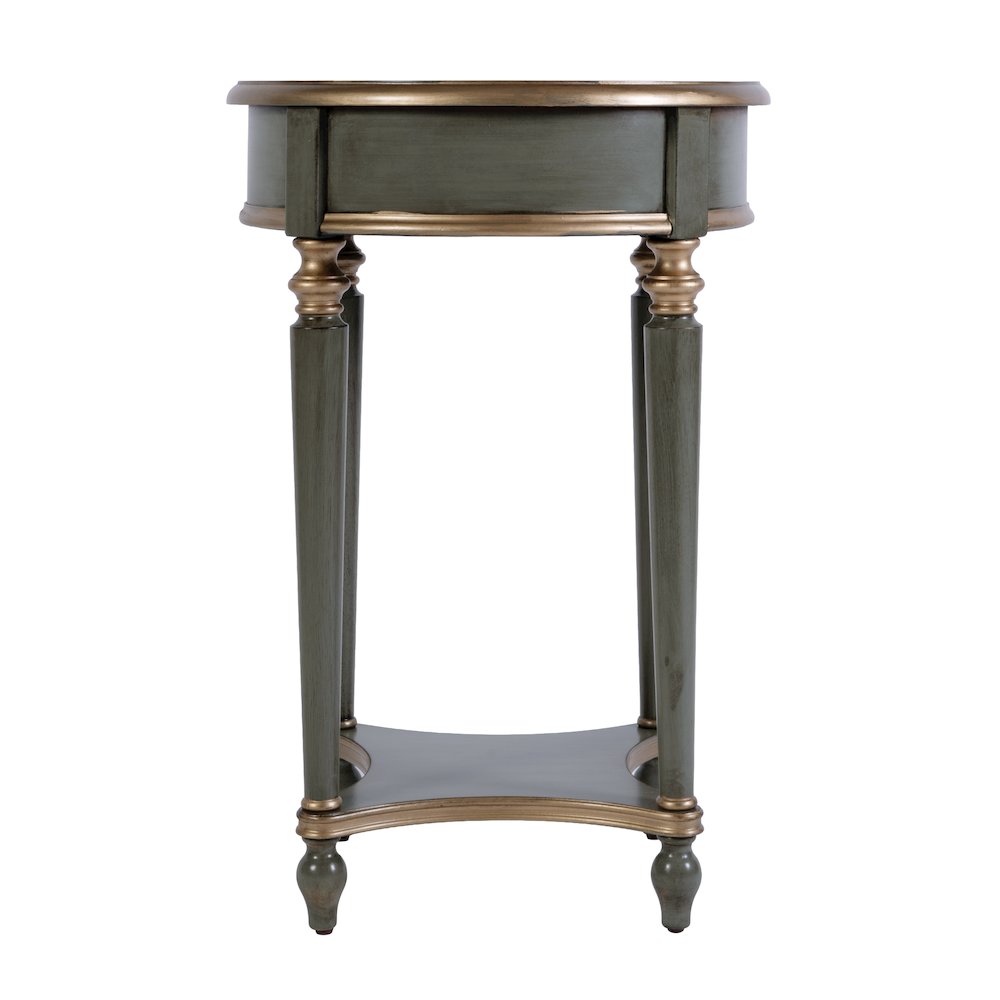 Jules 17.5 in. W Round Wood 1 Drawer End Table,Lower Open Shelf, Pastel Green