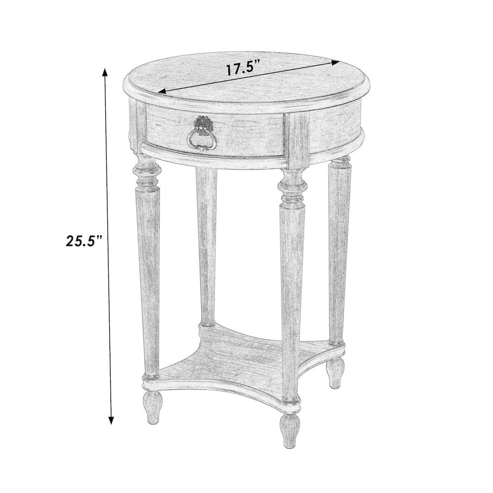 Jules 17.5 in. W Round Wood 1 Drawer End Table,Lower Open Shelf, Pastel Green