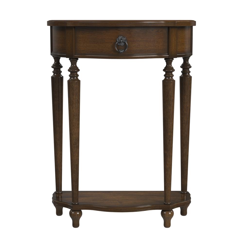 Ashby Demilune Console Table with Storage, Medium Brown