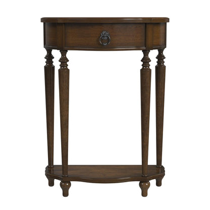 Ashby Demilune Console Table with Storage, Medium Brown
