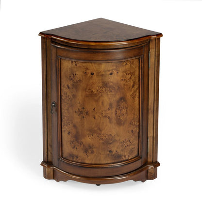 Medium Brown Small Corner Cabinet with Doors for Storage and Display