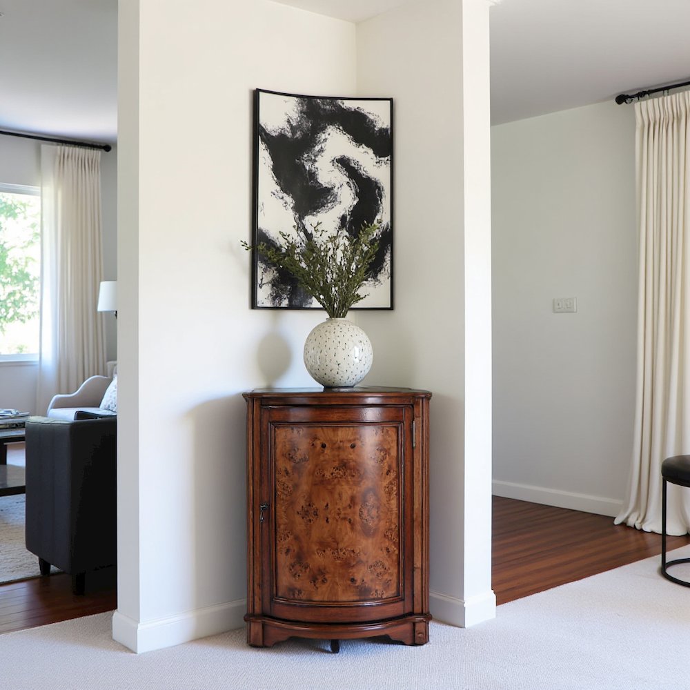 Medium Brown Small Corner Cabinet with Doors for Storage and Display