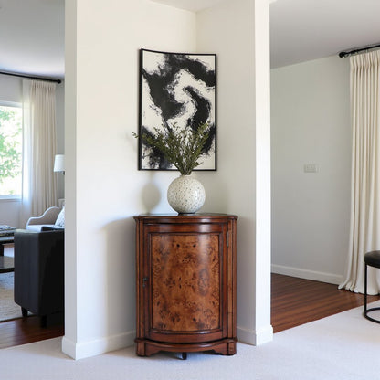 Medium Brown Small Corner Cabinet with Doors for Storage and Display