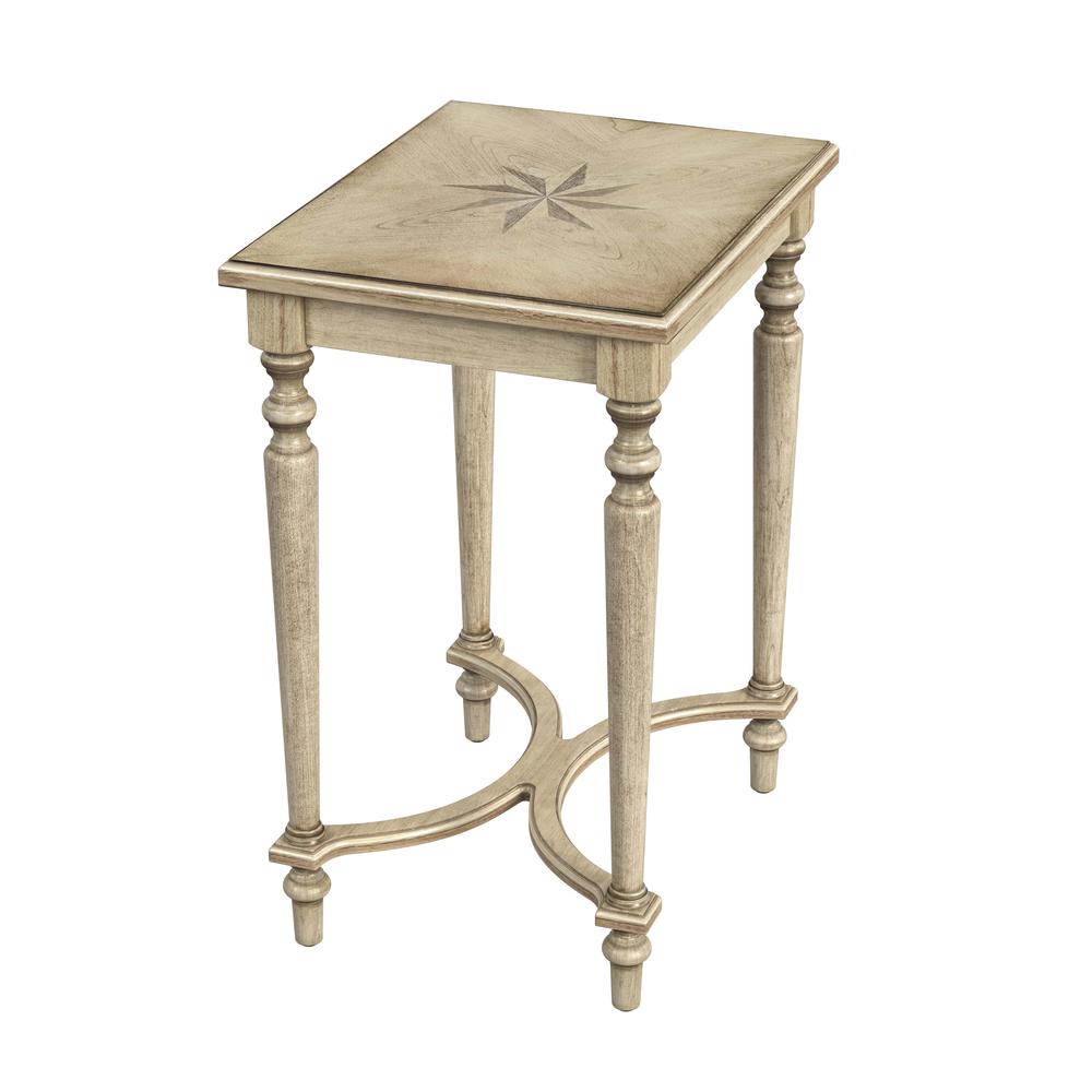 Tyler Solid Wood Inlay Side Table, Beige