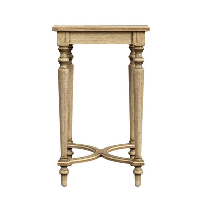 Tyler Solid Wood Inlay Side Table, Beige