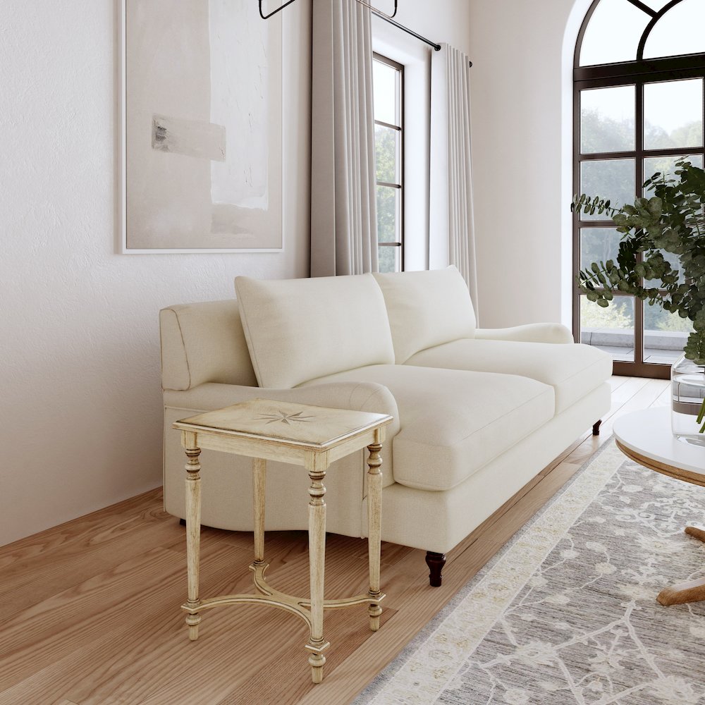 Tyler Solid Wood Inlay Side Table, Beige