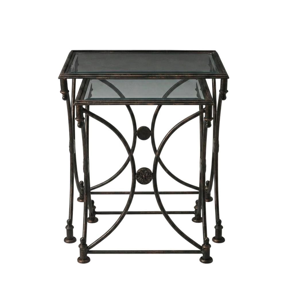 Metal Nesting Tables Set of 2, Transitional Side Table for Living Room