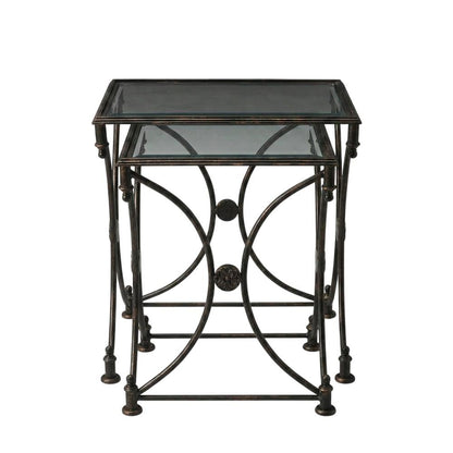 Metal Nesting Tables Set of 2, Transitional Side Table for Living Room