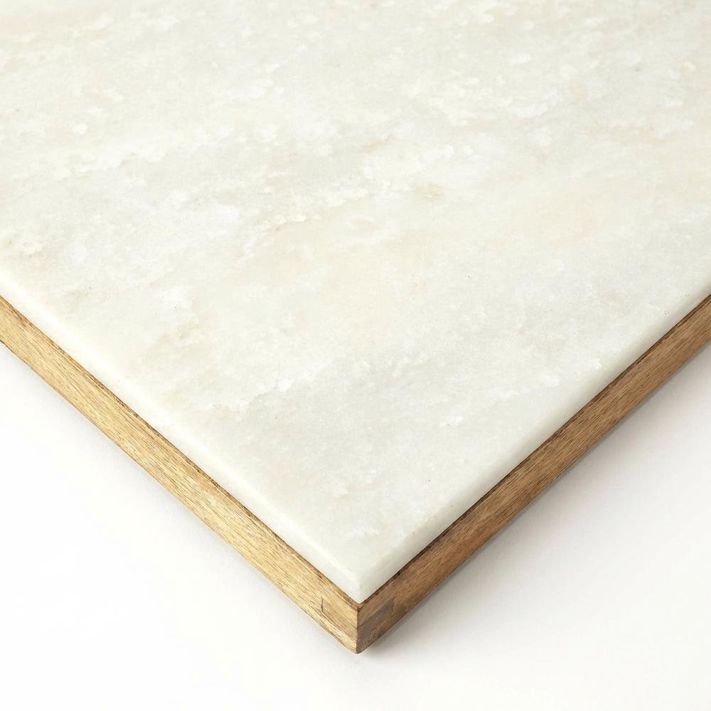Square End Table with Marble Top, Modern Accent Side Table for Living Room