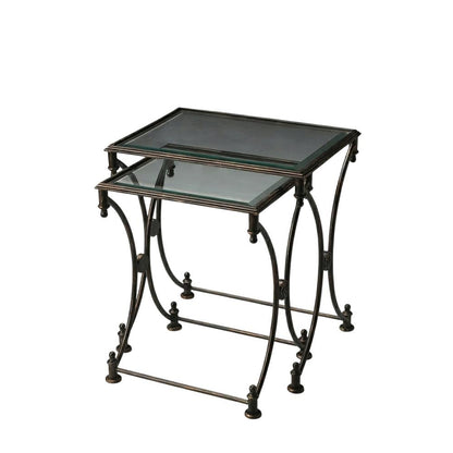 Metal Nesting Tables Set of 2, Transitional Side Table for Living Room
