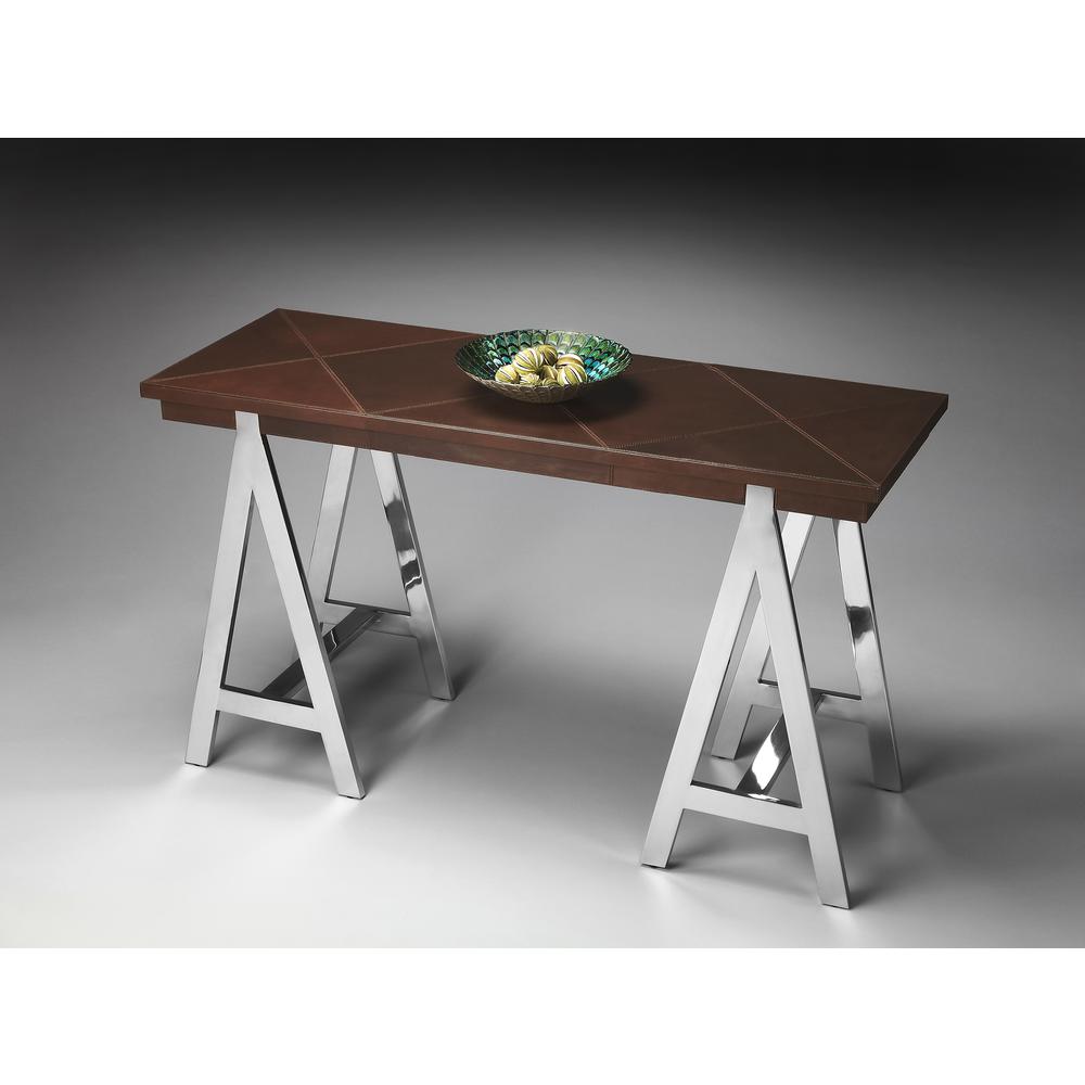 Maxim Leather & Metal Console Table, Multi-Color