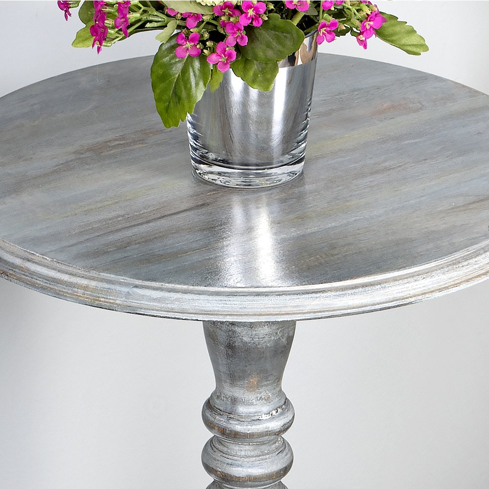 Dani Round Pedestal 16"W Side Table, Gray