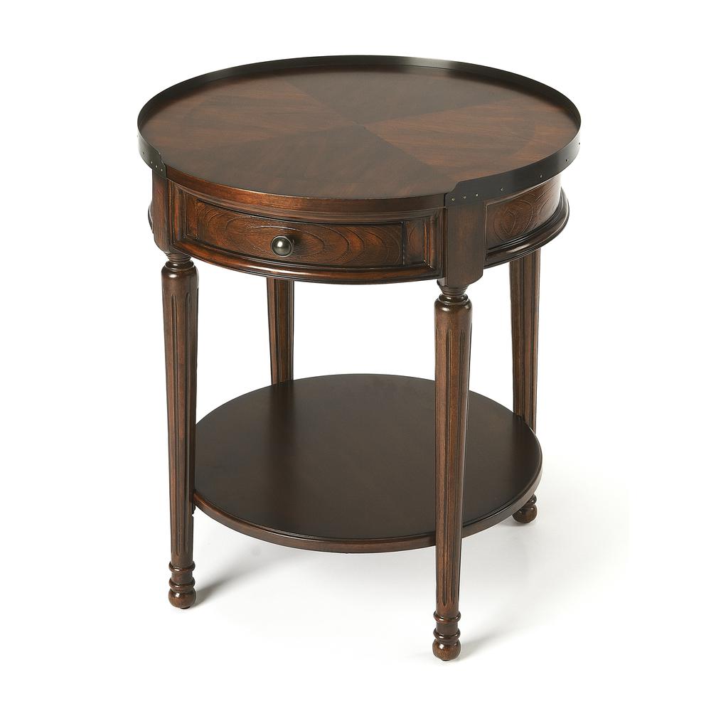 Sampson Side Table with Storage, Dark Brown