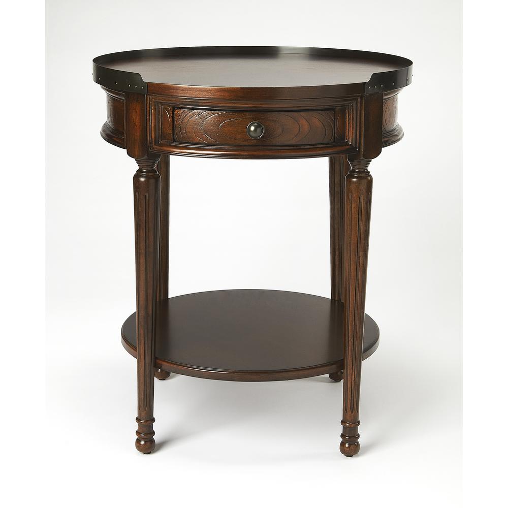 Sampson Side Table with Storage, Dark Brown