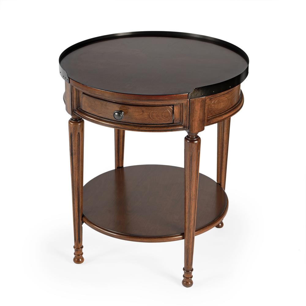 Sampson Side Table with Storage, Medium Brown