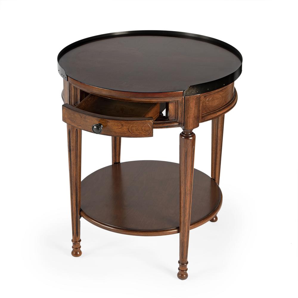 Sampson Side Table with Storage, Medium Brown