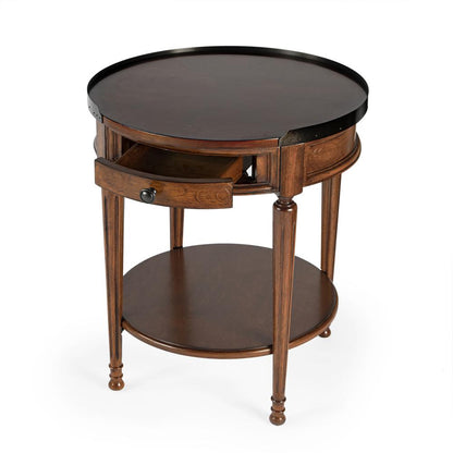 Sampson Side Table with Storage, Medium Brown