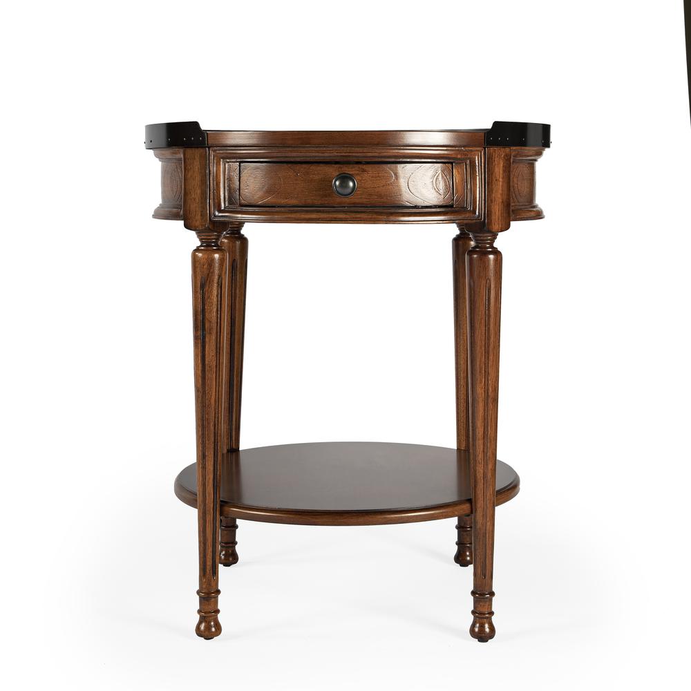 Sampson Side Table with Storage, Medium Brown