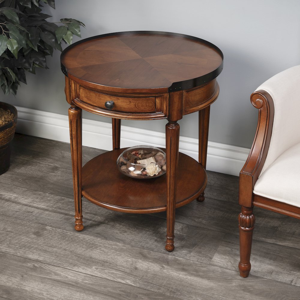 Sampson Side Table with Storage, Medium Brown