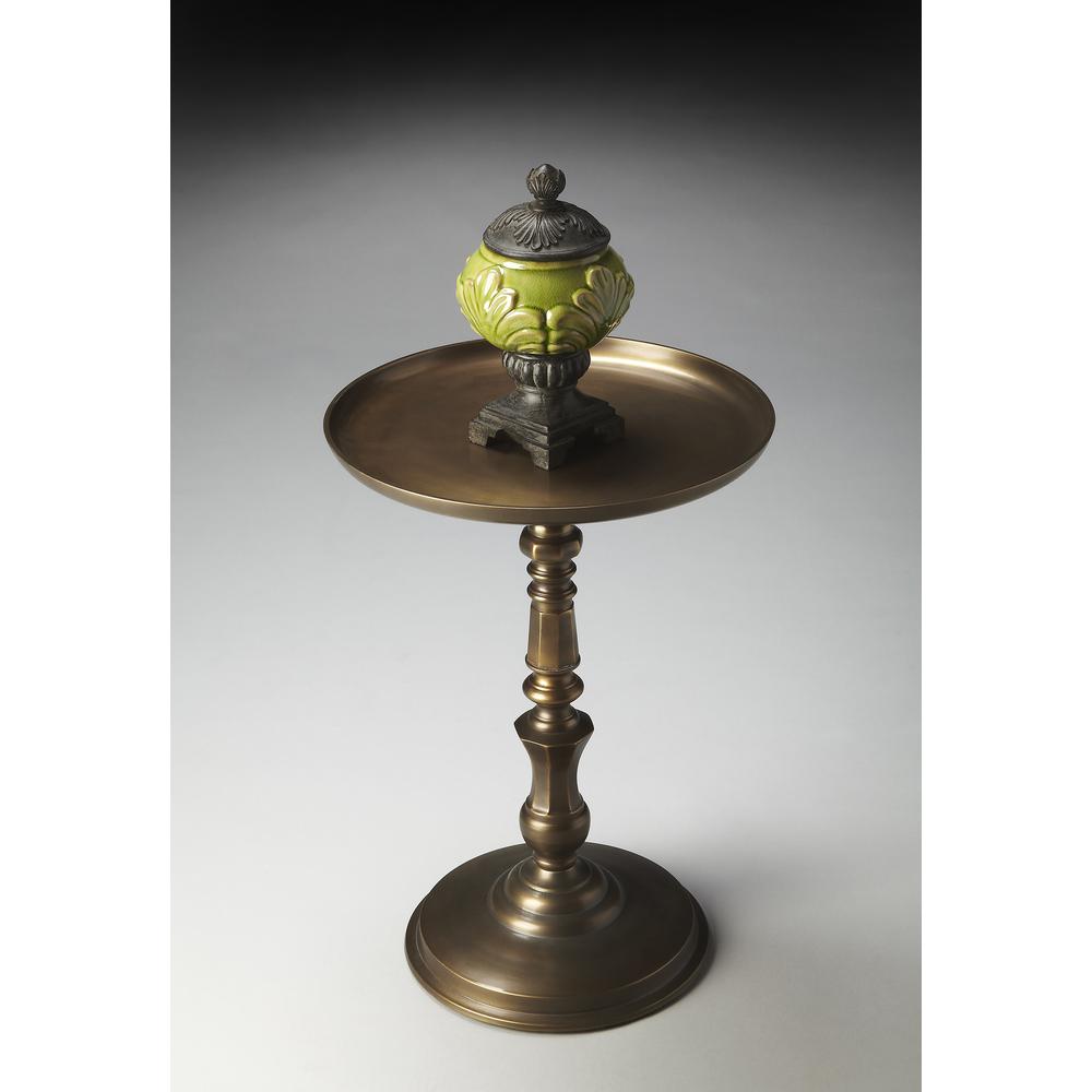 Orleans Round Metal 16"W Side Table, Bronze