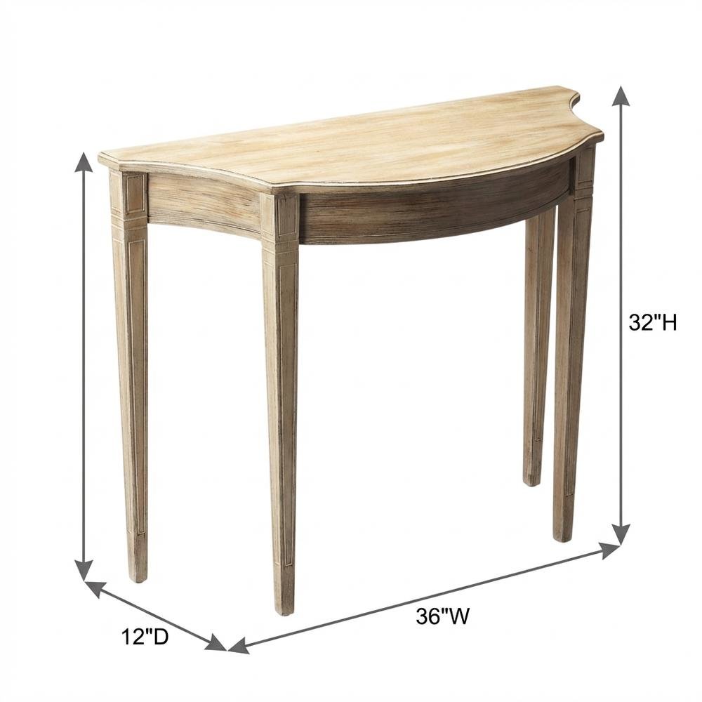 Demilune Console Table with Distressed Finish, Transitional Entryway Table