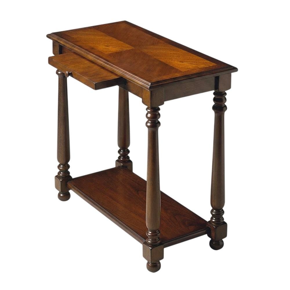 Traditional Chairside Table with Adjustable Shelf, Side Table, Cherry