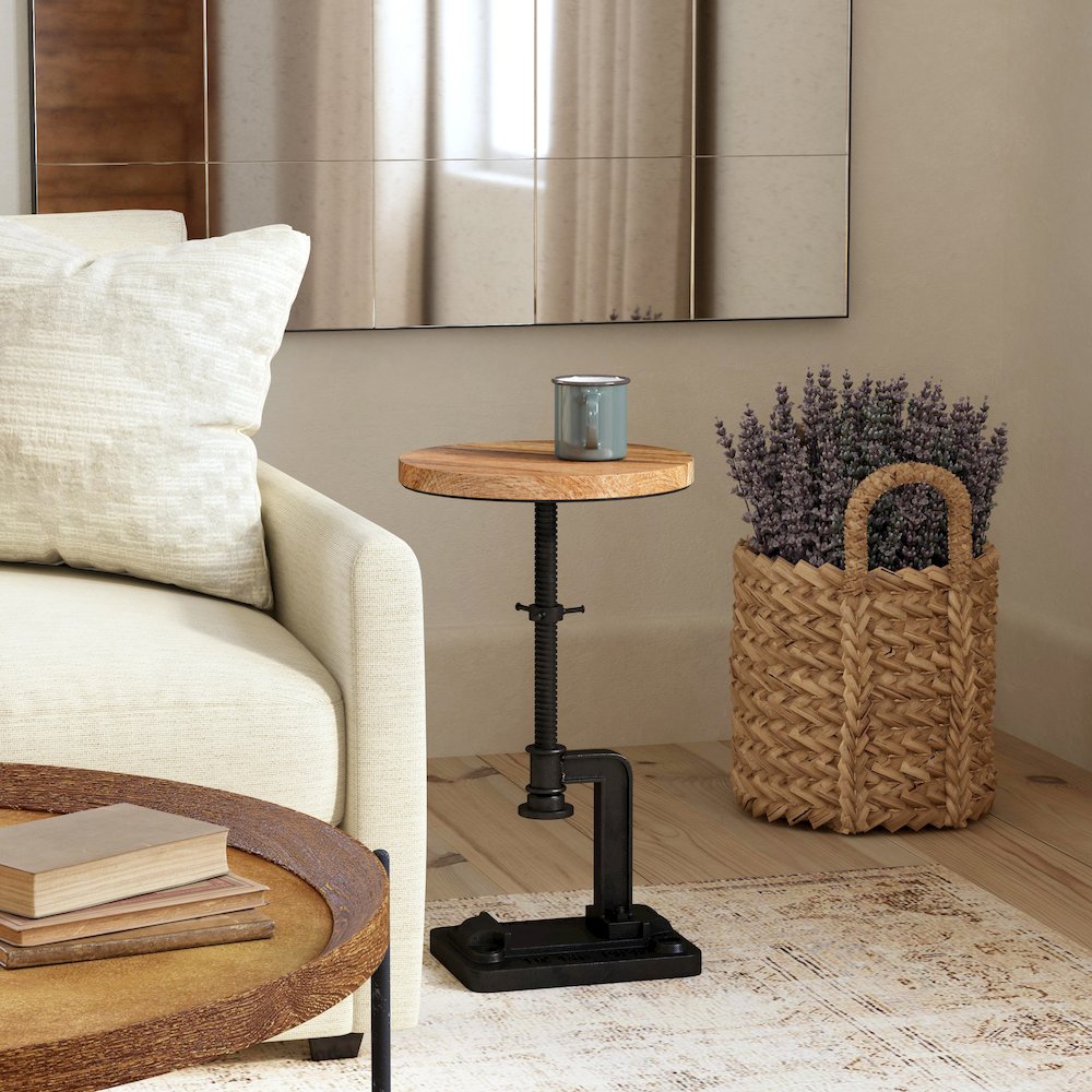 Ellis Adjustable Pedestal Side table, Multi-Color