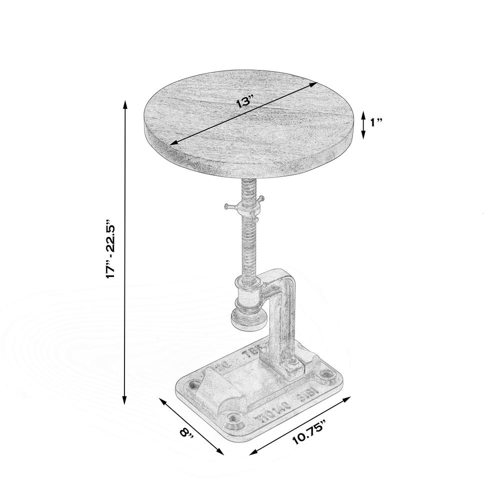 Ellis Adjustable Pedestal Side table, Multi-Color