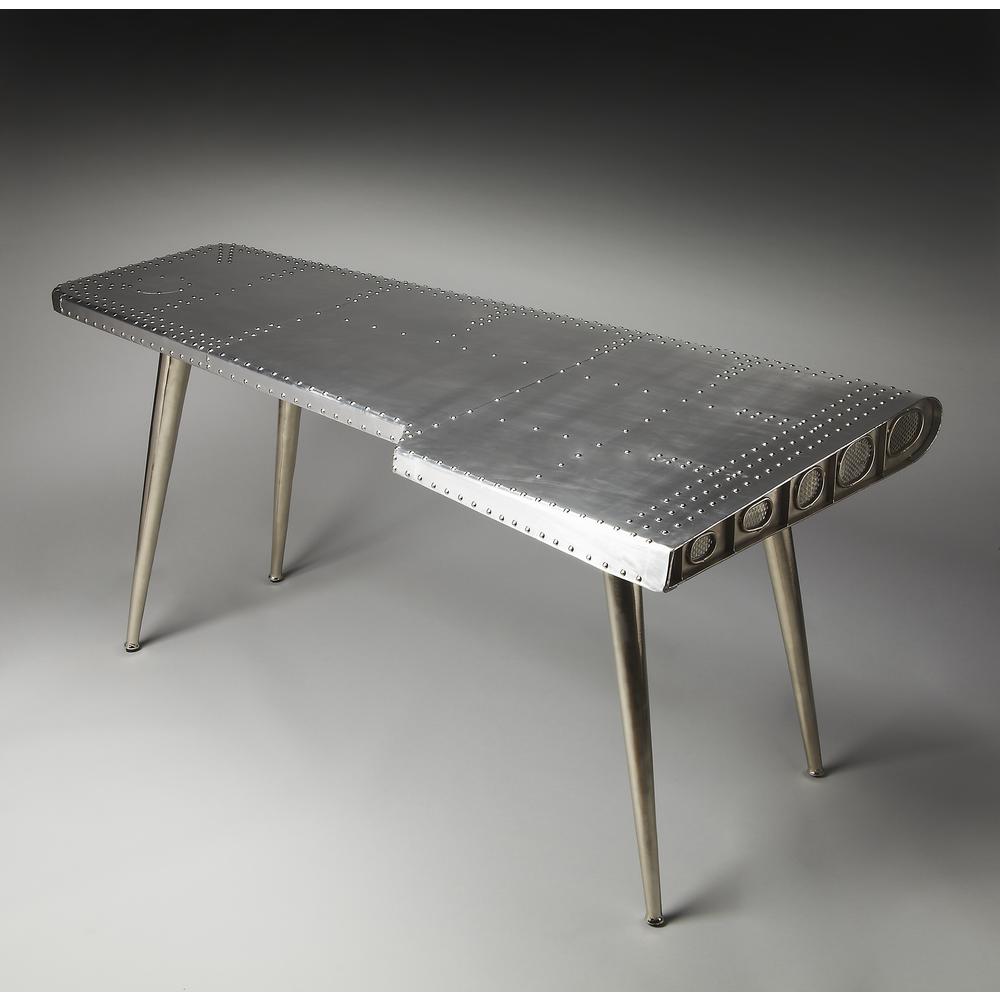 Midway Aviator Desk, Silver