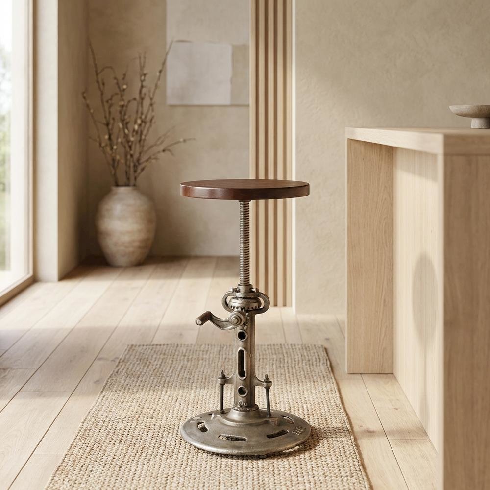 Industrial Bar Stool with Distressed Wood, Counter Stool for Kitchen Bar